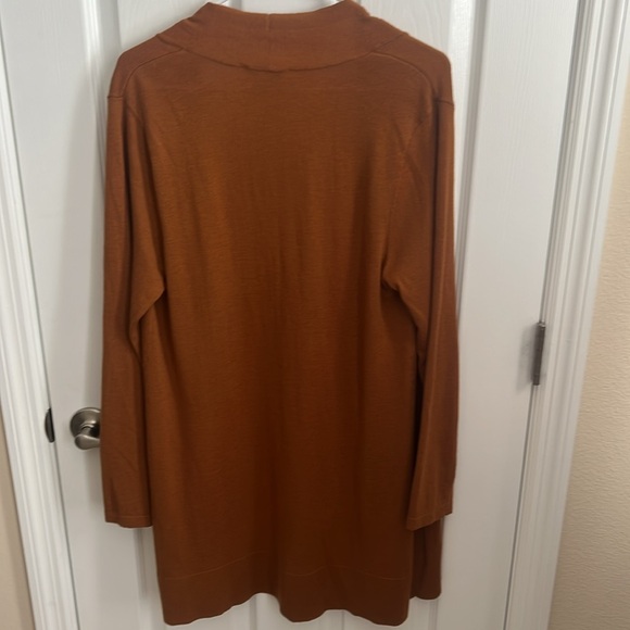 Susan Graver Open Front Cardigan Sweater‎ Bronze Brown Knit Small Medium - Picture 6 of 11